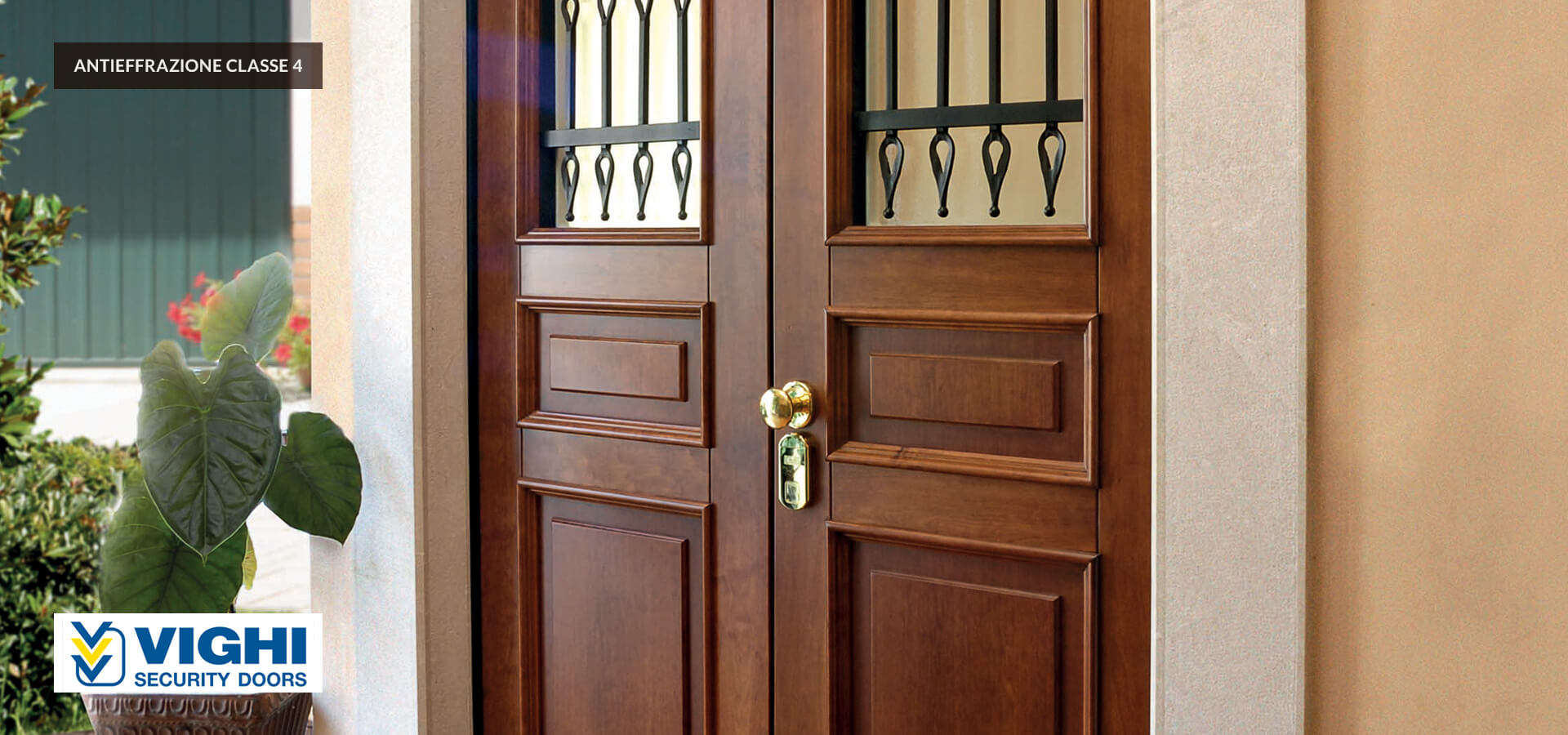 Vghi armored door with crescent-shape glass