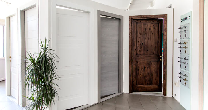 Exhibit doors in the showroom